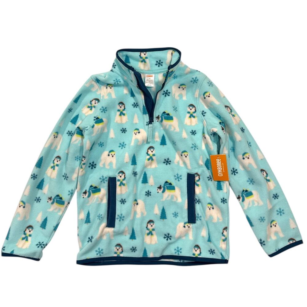 Gymboree Polar Bear Fleece Quarter Zip Pullover Kids Size 10 NWT Blue